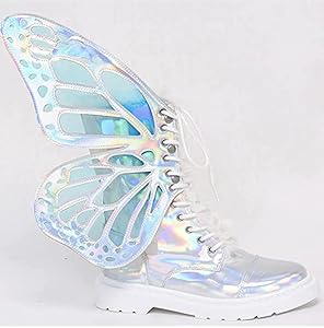 Amazon.com | Butterfly Wings Women Shoes Shine Silver